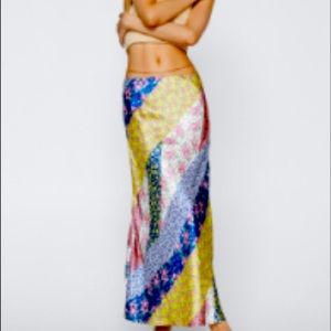 Satin patchwork skirt